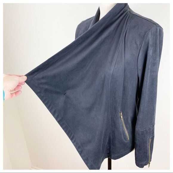 Cupcakes and Cashmere Microfiber Charcole Brown Waterfall Jacket Sz Medium - Picture 16 of 16